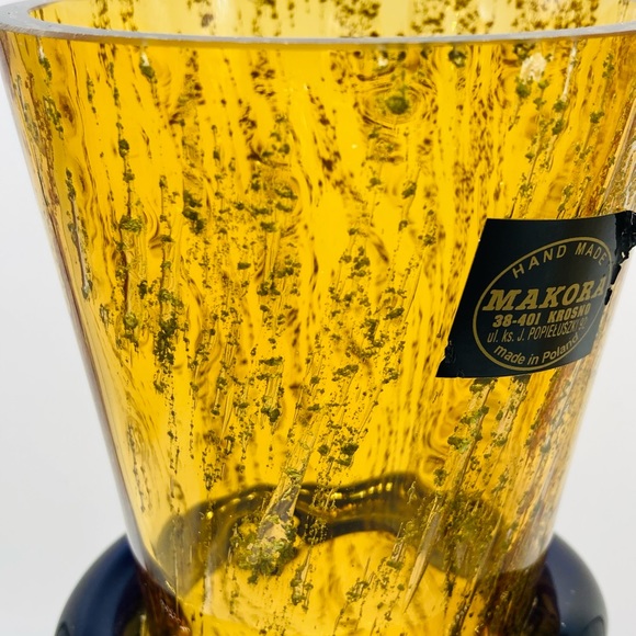 Makora Krosno Poland Hand-Blown Amber Glass Vase - Picture 12 of 12